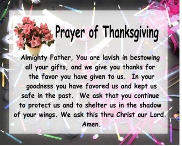 Prayer of Thanksgiving Prayer of Thanksgiving